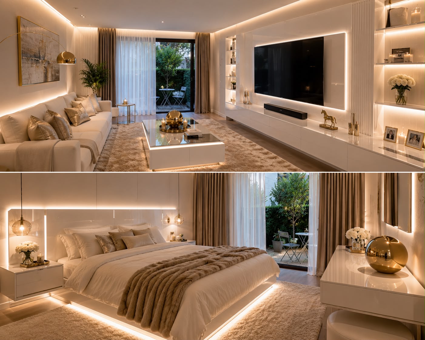 Salon et chambre dans un intérieur Maison Kerinna